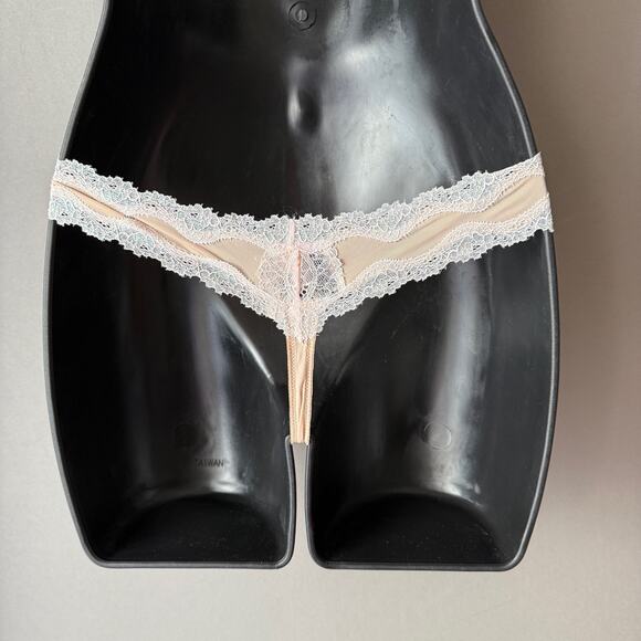 Victoria's Secret sz S beige blue lace lined thong  NWT - Picture 5 of 6
